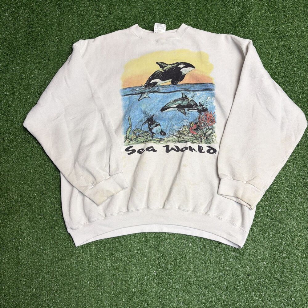 Vintage SeaWorld TULEX Shirt Men’s 2XL 90s Graphic Tee Tourist Theme Park